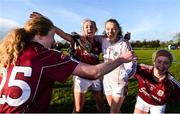 12 November 2017; Galway players, from left, Louise Ward, Chloe Crowe, Dearbhla Gowerr and Shauna Molloy celebrate following the All Ireland U21 Ladies Football Final match between Mayo and Galway at St. Croans GAA Club in Keelty, Roscommon. Photo by Sam Barnes/Sportsfile