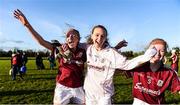 12 November 2017; Galway players, from left,  Chloe Crowe, Dearbhla Gowerr and Shauna Molloy celebrate following the All Ireland U21 Ladies Football Final match between Mayo and Galway at St. Croans GAA Club in Keelty, Roscommon. Photo by Sam Barnes/Sportsfile