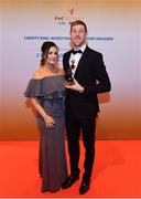 3 November 2017; Longford hurler Seamus Hannon with Kelly Geraghty after collecting his Nickey Rackard Champion 15 Award during the PwC All Stars 2017 at the Convention Centre in Dublin. Photo by Sam Barnes/Sportsfile