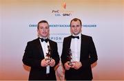 3 November 2017; Down hurlers Michael Hughes, left, and Eoghan Sands, after collecting their Christy Ring Champion 15 Awards during the PwC All Stars 2017 at the Convention Centre in Dublin. Photo by Sam Barnes/Sportsfile
