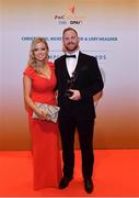 3 November 2017; Armagh hurler Nathan Curry with Laura Farrelly after collecting his Nickey Rackard Champion 15 Award during the PwC All Stars 2017 at the Convention Centre in Dublin. Photo by Sam Barnes/Sportsfile