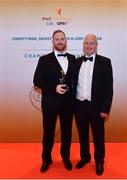 3 November 2017; Armagh hurler Nathan Curry with his father Martin Curry after collecting his Nickey Rackard Champion 15 Award during the PwC All Stars 2017 at the Convention Centre in Dublin. Photo by Sam Barnes/Sportsfile