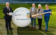 4 November 2017; In attendance at the GAA Healthy Clubs Recognition Event, supported by Irish Life, which saw 58 GAA clubs recognised as the first official ‘Healthy Clubs’ on the island of Ireland are, from left, Uachtarán Chumann Lúthchleas Gael Aogán Ó Fearghail, David Harney, CEO Irish Life, Catherine Byrne, Minister of State for Health Promotion and the National Drugs Strategy, Department of Health, and Fiona Teague, Health Improvement Manager with the Public Health Agency with a regional responsibility for Mental and Emotional Well Being and Suicide Prevention. The GAA’s Healthy Clubs Project hopes to transform GAA clubs nationally into hubs for community health and wellbeing. As part of the programme, each club is trained to deliver advice and information programmes on a variety of different topics including, physical activity; emotional wellbeing; healthy eating; community development, to name but a few. For more information, visit: www.gaa.ie/community. Croke Park, Dublin. Photo by Piaras Ó Mídheach/Sportsfile