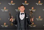 3 November 2017; Con O'Callaghan of Dublin with his All Star and Young Footballer of the Year awards during the PwC All Stars 2017 at the Convention Centre in Dublin. Photo by Seb Daly/Sportsfile