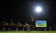 3 November 2017; Fireworks explode during the first half of the Guinness PRO14 Round 8 match between Glasgow Warriors and Leinster at Scotstoun in Glasgow, Scotland. Photo by Ramsey Cardy/Sportsfile
