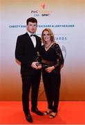 3 November 2017; Antrim hurler Paddy Burke with Claire Burke after collecting his Christy Ring Champion 15 Award during the PwC All Stars 2017 at the Convention Centre in Dublin. Photo by Sam Barnes/Sportsfile