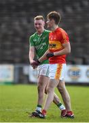 4 November 2017; Keith Keegan of Mohill and Anthony O’Boyle of Castlebar Mitchels shake hands following the AIB Connacht GAA Football Senior Club Championship Quarter-Final match between Castlebar Mitchels and Mohill at Elvery's MacHale Park in Castlebar, Co Mayo. Photo by Seb Daly/Sportsfile