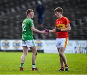 4 November 2017; Keith Keegan of Mohill and Anthony O’Boyle of Castlebar Mitchels shake hands following the AIB Connacht GAA Football Senior Club Championship Quarter-Final match between Castlebar Mitchels and Mohill at Elvery's MacHale Park in Castlebar, Co Mayo. Photo by Seb Daly/Sportsfile