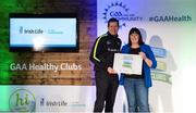 4 November 2017; Mary Maloney, representing Ballinderreen GAA, Co Galway, is presented with the Official Healthy Club Award by Seán Cavanagh, Healthy Clubs Ambassador and former Tyrone Footballer. The special ceremony held in Croke Park saw 58 GAA clubs recognised as the first official ‘Healthy Clubs’ on the island of Ireland. The GAA’s Healthy Clubs Project hopes to transform GAA clubs nationally into hubs for community health and wellbeing. As part of the programme, each club is trained to deliver advice and information programmes on a variety of different topics including, physical activity; emotional wellbeing; healthy eating; community development, to name but a few. For more information, visit: www.gaa.ie/community. Croke Park, Dublin. Photo by Piaras Ó Mídheach/Sportsfile