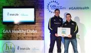 4 November 2017; Séamus Kearney, representing Michael Davitt GAC Swatragh, Co Derry, is presented with the Official Healthy Club Award by Seán Cavanagh, Healthy Clubs Ambassador and former Tyrone Footballer. The special ceremony held in Croke Park saw 58 GAA clubs recognised as the first official ‘Healthy Clubs’ on the island of Ireland. The GAA’s Healthy Clubs Project hopes to transform GAA clubs nationally into hubs for community health and wellbeing. As part of the programme, each club is trained to deliver advice and information programmes on a variety of different topics including, physical activity; emotional wellbeing; healthy eating; community development, to name but a few. For more information, visit: www.gaa.ie/community. Croke Park, Dublin. Photo by Piaras Ó Mídheach/Sportsfile