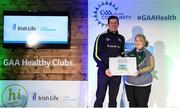 4 November 2017; Melissa Conlon representing Castleblaney Faughs, Co Monaghan, is presented with the Official Healthy Club Award by Seán Cavanagh, Healthy Clubs Ambassador and former Tyrone Footballer. The special ceremony held in Croke Park saw 58 GAA clubs recognised as the first official ‘Healthy Clubs’ on the island of Ireland. The GAA’s Healthy Clubs Project hopes to transform GAA clubs nationally into hubs for community health and wellbeing. As part of the programme, each club is trained to deliver advice and information programmes on a variety of different topics including, physical activity; emotional wellbeing; healthy eating; community development, to name but a few. For more information, visit: www.gaa.ie/community. Croke Park, Dublin. Photo by Piaras Ó Mídheach/Sportsfile