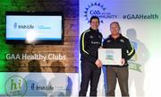 4 November 2017; Kevin O'Hagan, representing Mungret St Paul's, Co Limerick, is presented with the Official Healthy Club Award by Seán Cavanagh, Healthy Clubs Ambassador and former Tyrone Footballer. The special ceremony held in Croke Park saw 58 GAA clubs recognised as the first official ‘Healthy Clubs’ on the island of Ireland. The GAA’s Healthy Clubs Project hopes to transform GAA clubs nationally into hubs for community health and wellbeing. As part of the programme, each club is trained to deliver advice and information programmes on a variety of different topics including, physical activity; emotional wellbeing; healthy eating; community development, to name but a few. For more information, visit: www.gaa.ie/community. Croke Park, Dublin. Photo by Piaras Ó Mídheach/Sportsfile