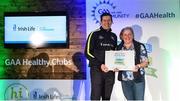 4 November 2017; Joanie McGrath, representing Brickey Rangers GAA, Co Waterford, is presented with the Official Healthy Club Award by Seán Cavanagh, Healthy Clubs Ambassador and former Tyrone Footballer. The special ceremony held in Croke Park saw 58 GAA clubs recognised as the first official ‘Healthy Clubs’ on the island of Ireland. The GAA’s Healthy Clubs Project hopes to transform GAA clubs nationally into hubs for community health and wellbeing. As part of the programme, each club is trained to deliver advice and information programmes on a variety of different topics including, physical activity; emotional wellbeing; healthy eating; community development, to name but a few. For more information, visit: www.gaa.ie/community. Croke Park, Dublin. Photo by Piaras Ó Mídheach/Sportsfile