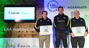 4 November 2017; Armagh representatives Terrence McCreesh, Culloville Blues GAC, left, and Frank Corvan, Derrynoose GAA, with their Official Healthy Club awards alongside Seán Cavanagh, Healthy Clubs Ambassador and former Tyrone footballer. The GAA Healthy Clubs Recognition Event, supported by Irish Life, saw 58 GAA clubs recognised as the first official ‘Healthy Clubs’ on the island of Ireland. The GAA’s Healthy Clubs Project hopes to transform GAA clubs nationally into hubs for community health and wellbeing. As part of the programme, each club is trained to deliver advice and information programmes on a variety of different topics including, physical activity; emotional wellbeing; healthy eating; community development, to name but a few. For more information, visit: www.gaa.ie/community. Croke Park, Dublin. Photo by Piaras Ó Mídheach/Sportsfile