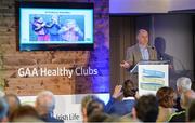 4 November 2017; David Harney, CEO Irish Life, speaking at the GAA Healthy Clubs Recognition Event, supported by Irish Life, which saw 58 GAA clubs recognised as the first official ‘Healthy Clubs’ on the island of Ireland. The GAA’s Healthy Clubs Project hopes to transform GAA clubs nationally into hubs for community health and wellbeing. As part of the programme, each club is trained to deliver advice and information programmes on a variety of different topics including, physical activity; emotional wellbeing; healthy eating; community development, to name but a few. For more information, visit: www.gaa.ie/community. Croke Park, Dublin. Photo by Piaras Ó Mídheach/Sportsfile