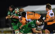 4 November 2017; John Muldoon of Connacht is tackled by Junior Pokomela of Cheetahs during the Guinness PRO14 Round 8 match between Connacht and Cheetahs at the Sportsground in Galway. Photo by Ramsey Cardy/Sportsfile
