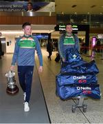 5 November 2017; Ireland vice captain Conor McManus, left, and team-mate Michael Murphy at Dublin Airport with the Cormac McAnallen Cup in Dublin prior to departure for Melbourne ahead of the Virgin Australia International Rules Series in Australia. Photo by Brendan Moran/Sportsfile