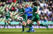 5 November 2017; Kerri Letmon of UCD Waves in action against Ciara McNamara, left, and Maggie Duncliffe of Cork City WFC during the Continental Tyres FAI Women's Cup Final match between Cork City WFC and UCD Waves at Aviva Stadium in Dublin. Photo by Eóin Noonan/Sportsfile