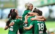 5 November 2017; Cork City WFC players celebrate with Claire Shine, hidden, after their side's first goal of the game during the Continental Tyres FAI Women's Cup Final match between Cork City WFC and UCD Waves at the Aviva Stadium in Dublin. Photo by Ramsey Cardy/Sportsfile