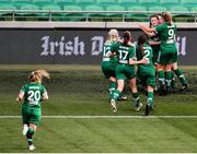 5 November 2017; Claire Shine of Cork City WFC, third from right, celebrates with teammates after scoring her side's first goal of the game during the Continental Tyres FAI Women's Cup Final match between Cork City WFC and UCD Waves at Aviva Stadium in Dublin. Photo by Sam Barnes/Sportsfile