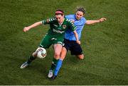 5 November 2017; Megan Bourque of Cork City WFC in action against Orlagh Nolan of UCD Waves during the Continental Tyres FAI Women's Cup Final match between Cork City WFC and UCD Waves at Aviva Stadium in Dublin. Photo by Sam Barnes/Sportsfile