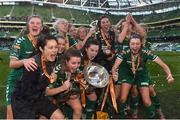 5 November 2017; Cork City WFC players celebrate with the cup after the Continental Tyres FAI Women's Cup Final match between Cork City WFC and UCD Waves at Aviva Stadium in Dublin. Photo by Eóin Noonan/Sportsfile
