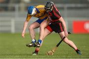 5 November 2017; Aidan Quilligan of Sixmilebridge gathers possession after losing his hurley against Pauric Mahony of Ballygunner during the AIB Munster GAA Hurling Senior Club Championship Semi-Final match between Ballygunner and Sixmilebridge at Walsh Park in Waterford. Photo by Piaras Ó Mídheach/Sportsfile