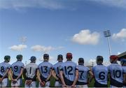 5 November 2017; Na Piarsaigh players stand together for the national anthem ahead of the AIB Munster GAA Hurling Senior Club Championship Semi-Final match between Na Piarsaigh and Blackrock at the Gaelic Grounds in Limerick. Photo by Daire Brennan/Sportsfile