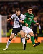5 November 2017; David McMillan of Dundalk is tackled by Ryan Delaney of Cork City during the Irish Daily Mail FAI Senior Cup Final match between Cork City and Dundalk at the Aviva Stadium in Dublin. Photo by Ramsey Cardy/Sportsfile