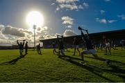 5 November 2017; The Camross player warm-up before the AIB Leinster GAA Hurling Senior Club Championship Quarter-Final match between Camross and Mount Leinster Rangers at O'Moore Park in Portlaoise, Co Laois. Photo by Barry Cregg/Sportsfile