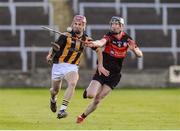 5 November 2017; Ciaran Collier of Camross in action against David Phelan of Mount Leinster Rangers during the AIB Leinster GAA Hurling Senior Club Championship Quarter-Final match between Camross and Mount Leinster Rangers at O'Moore Park in Portlaoise, Co Laois. Photo by Barry Cregg/Sportsfile