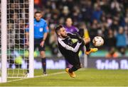 5 November 2017; Mark McNulty of Cork City saves a penalty from Michael Duffy of Dundalk during the penalty shoot out during the Irish Daily Mail FAI Senior Cup Final match between Cork City and Dundalk at Aviva Stadium in Dublin. Photo by Eóin Noonan/Sportsfile