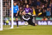 5 November 2017; Mark McNulty of Cork City saves a penalty from Michael Duffy of Dundalk during the penalty shoot out during the Irish Daily Mail FAI Senior Cup Final match between Cork City and Dundalk at Aviva Stadium in Dublin. Photo by Eóin Noonan/Sportsfile
