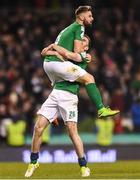5 November 2017; Greg Bolger, left celebrates with Garry Buckley of Cork City after the Irish Daily Mail FAI Senior Cup Final match between Cork City and Dundalk at Aviva Stadium in Dublin. Photo by Eóin Noonan/Sportsfile