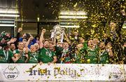 5 November 2017; Alan Bennett of Cork City lifting the cup after the Irish Daily Mail FAI Senior Cup Final match between Cork City and Dundalk at Aviva Stadium in Dublin. Photo by Eóin Noonan/Sportsfile