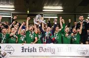 5 November 2017; Alan Bennett of Cork City lifting the cup after the Irish Daily Mail FAI Senior Cup Final match between Cork City and Dundalk at Aviva Stadium in Dublin. Photo by Eóin Noonan/Sportsfile
