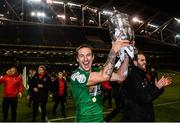5 November 2017; Cork City's Karl Sheppard celebrates following the Irish Daily Mail FAI Senior Cup Final match between Cork City and Dundalk at the Aviva Stadium in Dublin. Photo by Ramsey Cardy/Sportsfile