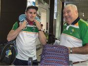 6 November 2017; Shane Walsh, left, and manager Joe Kernan as the 2017 Ireland International Rules Squad arrive in Melbourne at Melbourne Airport, in Australia. Photo by Ray McManus/Sportsfile