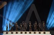 3 November 2017; A general view of All Star trophies during the PwC All Stars 2017 at the Convention Centre in Dublin. Photo by Brendan Moran/Sportsfile