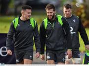7 November 2017; Jacob Stockdale, left, and Stuart McCloskey arrive for Ireland rugby squad training at Carton House in Maynooth, Kildare. Photo by Brendan Moran/Sportsfile