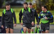 7 November 2017; Jacob Stockdale, left, Stuart McCloskey and Rob Herring, right, arrive for Ireland rugby squad training at Carton House in Maynooth, Kildare. Photo by Brendan Moran/Sportsfile