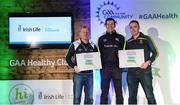 4 November 2017; Wicklow representatives, Paul Sweeney, Bray Emmets GAA, left, and Declan Byrne, Annacurra GAA, with their Official Healthy Club Awards alongside Seán Cavanagh, Healthy Clubs Ambassador and former Tyrone Footballer. The special ceremony held in Croke Park saw 58 GAA clubs recognised as the first official ‘Healthy Clubs’ on the island of Ireland. The GAA’s Healthy Clubs Project hopes to transform GAA clubs nationally into hubs for community health and wellbeing. As part of the programme, each club is trained to deliver advice and information programmes on a variety of different topics including, physical activity; emotional wellbeing; healthy eating; community development, to name but a few. For more information, visit: www.gaa.ie/community. Croke Park, Dublin. Photo by Piaras Ó Mídheach/Sportsfile