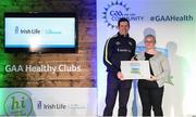 4 November 2017; Caroline Kavanagh, representing Castletown Liam Mellows GAA, Co Wexford, is presented with the Official Healthy Club Award by Seán Cavanagh, Healthy Clubs Ambassador and former Tyrone Footballer. The special ceremony held in Croke Park saw 58 GAA clubs recognised as the first official ‘Healthy Clubs’ on the island of Ireland. The GAA’s Healthy Clubs Project hopes to transform GAA clubs nationally into hubs for community health and wellbeing. As part of the programme, each club is trained to deliver advice and information programmes on a variety of different topics including, physical activity; emotional wellbeing; healthy eating; community development, to name but a few. For more information, visit: www.gaa.ie/community. Croke Park, Dublin. Photo by Piaras Ó Mídheach/Sportsfile