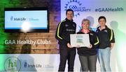 4 November 2017; Carmel Brennan, centre, and Caroline Clifford, representing Clara, Co Kilkenny with their Official Healthy Club Awards alongside Seán Cavanagh, Healthy Clubs Ambassador and former Tyrone Footballer. The special ceremony held in Croke Park saw 58 GAA clubs recognised as the first official ‘Healthy Clubs’ on the island of Ireland. The GAA’s Healthy Clubs Project hopes to transform GAA clubs nationally into hubs for community health and wellbeing. As part of the programme, each club is trained to deliver advice and information programmes on a variety of different topics including, physical activity; emotional wellbeing; healthy eating; community development, to name but a few. For more information, visit: www.gaa.ie/community. Croke Park, Dublin. Photo by Piaras Ó Mídheach/Sportsfile