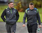 7 November 2017; Jack Conan, left, and Tommy O'Donnell arrive for Ireland rugby squad training at Carton House in Maynooth, Kildare. Photo by Brendan Moran/Sportsfile