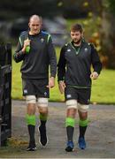7 November 2017; Devin Toner, left, and Iain Henderson arrive for Ireland rugby squad training at Carton House in Maynooth, Kildare. Photo by Brendan Moran/Sportsfile