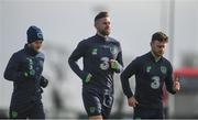7 November 2017; Players from left, Wes Hoolahan, Daryl Murphy and Scott Hogan during Republic of Ireland squad training at FAI National Training Centre in Abbotstown, Dublin. Photo by Eóin Noonan/Sportsfile