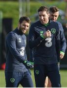 8 November 2017; Stephen Ward with Wes Hoolahan, left, during Republic of Ireland squad training at FAI National Training Centre in Abbotstown, Dublin. Photo by Matt Browne/Sportsfile