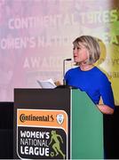 8 November 2017; Ger Tracey of Tv3 speaking during Continental Tyres Women's National League Awards at Guinness Storehouse in Dublin. Photo by Eóin Noonan/Sportsfile