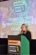 8 November 2017; Liz Doyle, Commercial Manager of DNG Media speaking during Continental Tyres Women's National League Awards at Guinness Storehouse in Dublin. Photo by Eóin Noonan/Sportsfile